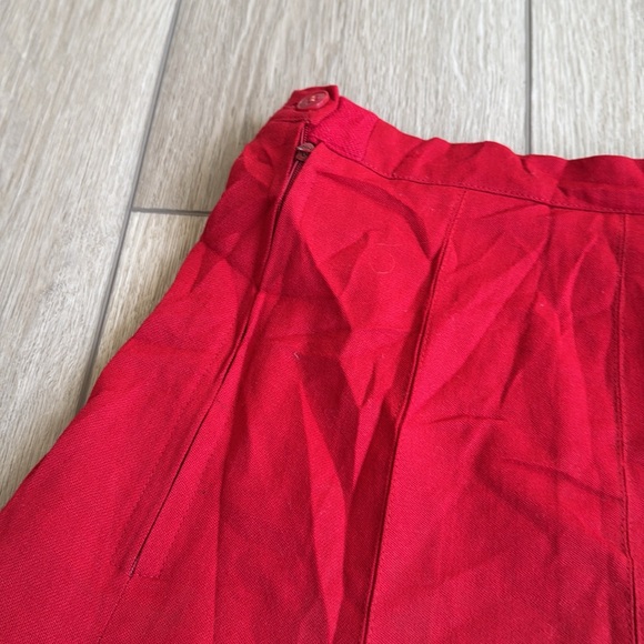 Vintage Lowell & Whitney Red Pleated Wool Skirt - Picture 9 of 9